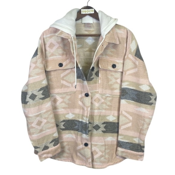 NO BOUNDARIES pink tan black white Aztec print jacket / XXL - Picture 1 of 9